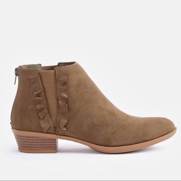 Justfab Olive Ruffle Faux Suede Bootie - Picture 1 of 8